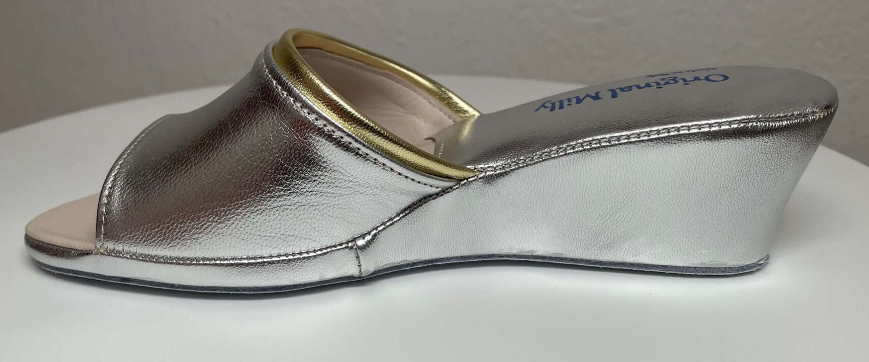 7000 Nappa Argento suola Bufalo Ciabatte da camera Donna Original Milly Made in Italy