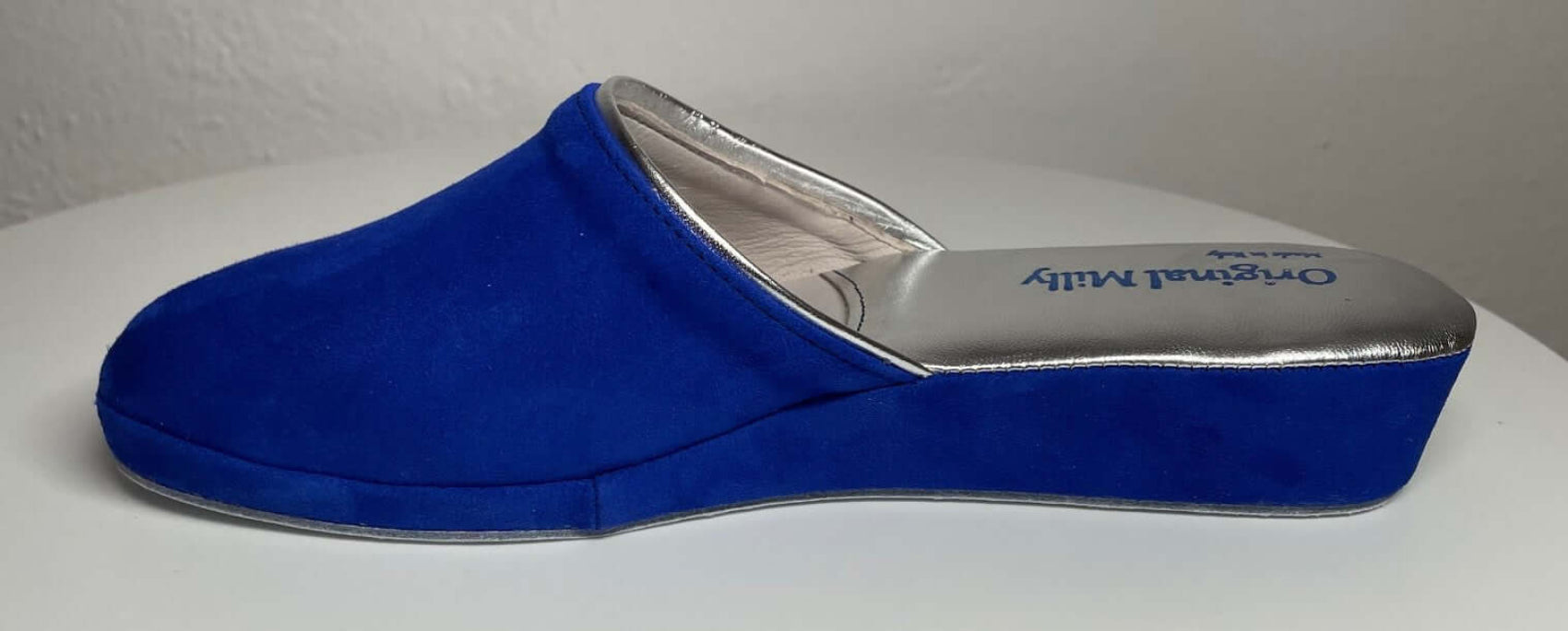 7200 Camoscio Blu Suola Bufalo Ciabatte da camera Donna Original Milly Made in Italy