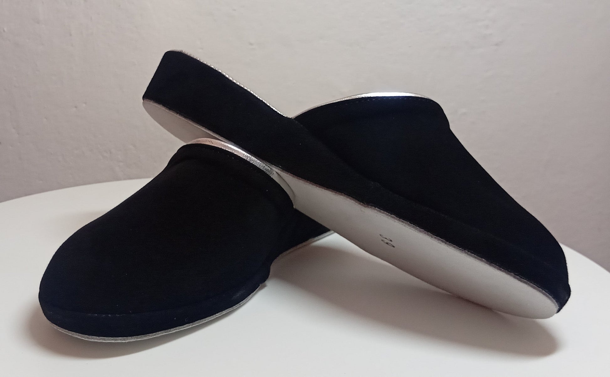 7200 Camoscio Nero Suola Bufalo Ciabatte da camera Donna Original Milly Made in Italy