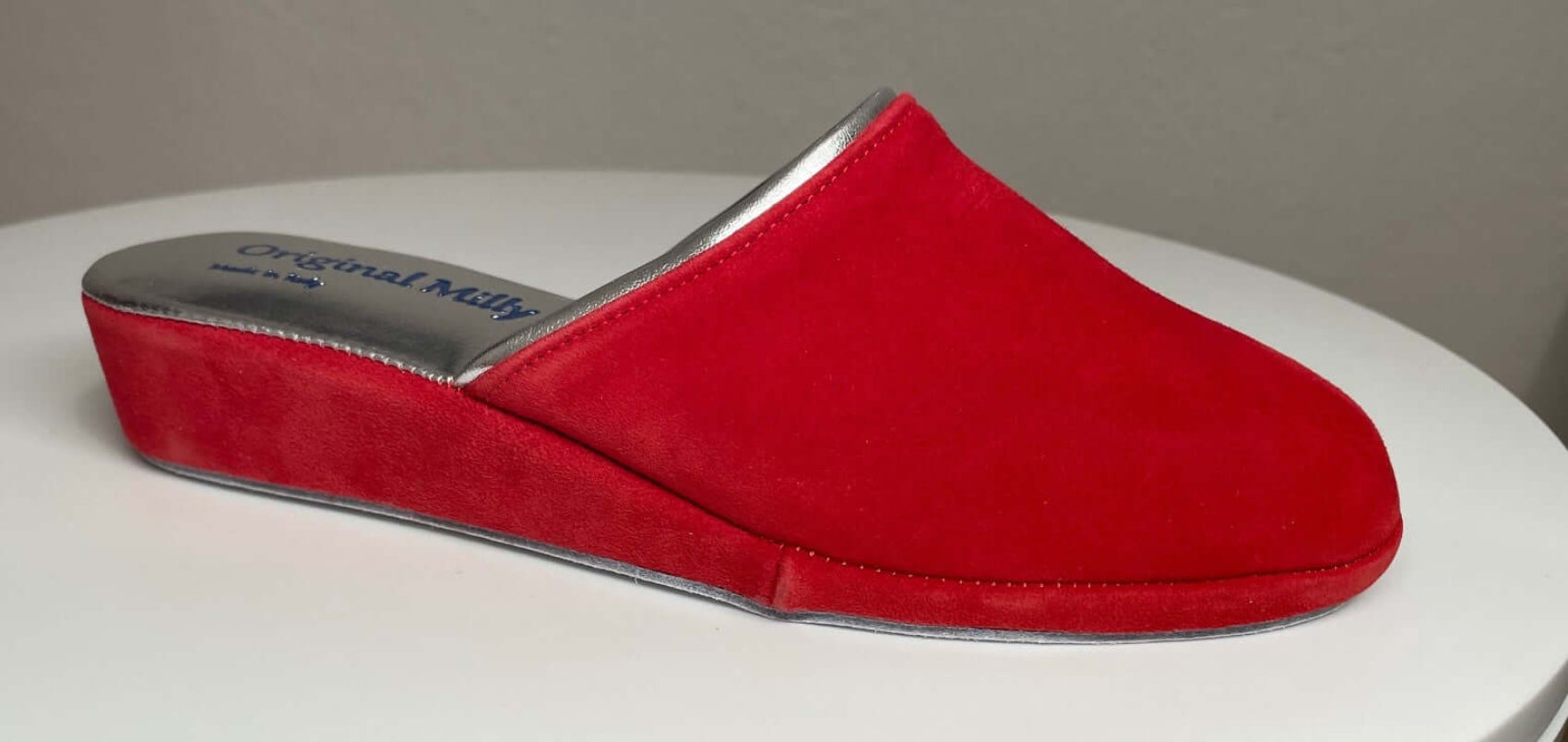 7200 Camoscio Rosso suola Bufalo Ciabatte da camera Donna Original Milly Made in Italy