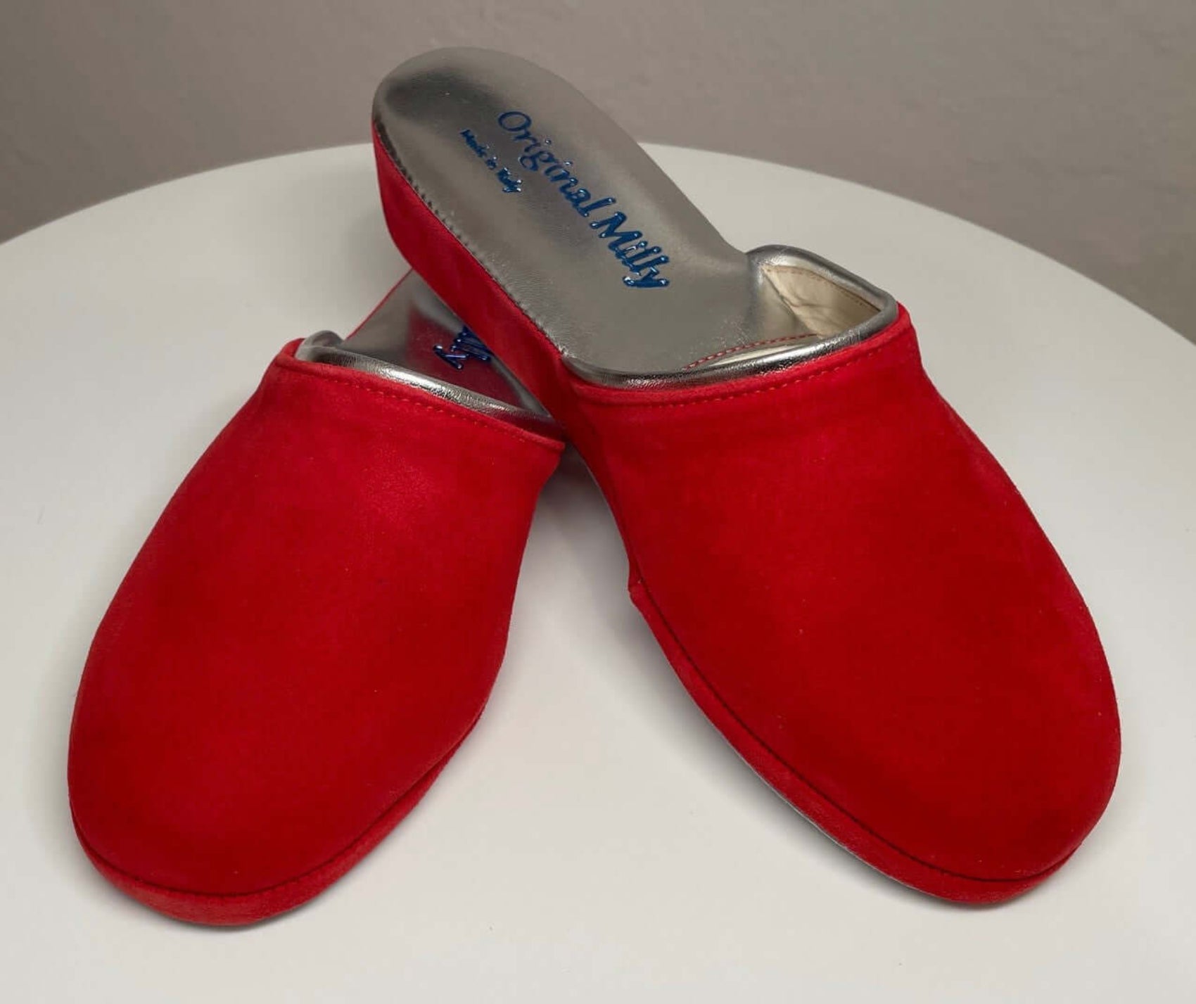 7200 Camoscio Rosso suola Bufalo Ciabatte da camera Donna Original Milly Made in Italy