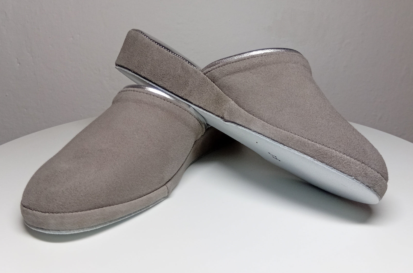 7200 Camoscio Taupe suola Bufalo Ciabatte da camera Donna Original Milly Made in Italy - Foto N 5