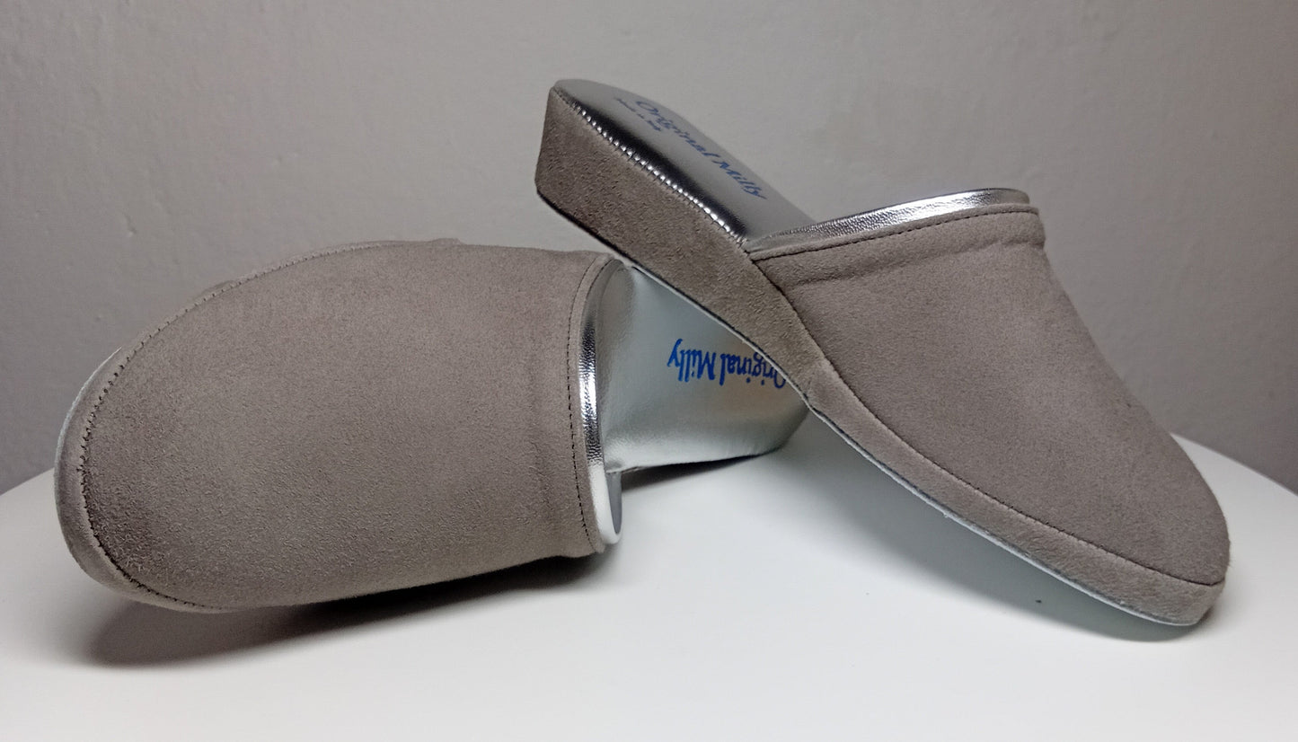 7200 Camoscio Taupe suola Bufalo Ciabatte da camera Donna Original Milly Made in Italy - Foto N 7