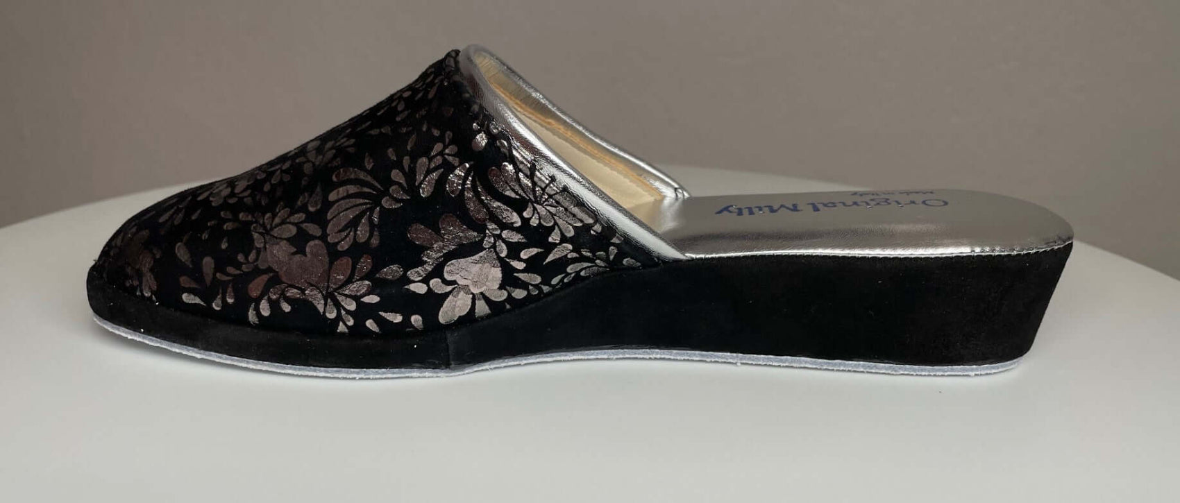 8200 Camoscio Nero Argento suola Bufalo Ciabatte da camera Donna Original Milly Made in Italy