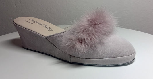 9000 Camoscio Peonia con piuma suola Bufalo Ciabatte da camera Donna Original Milly Made in Italy