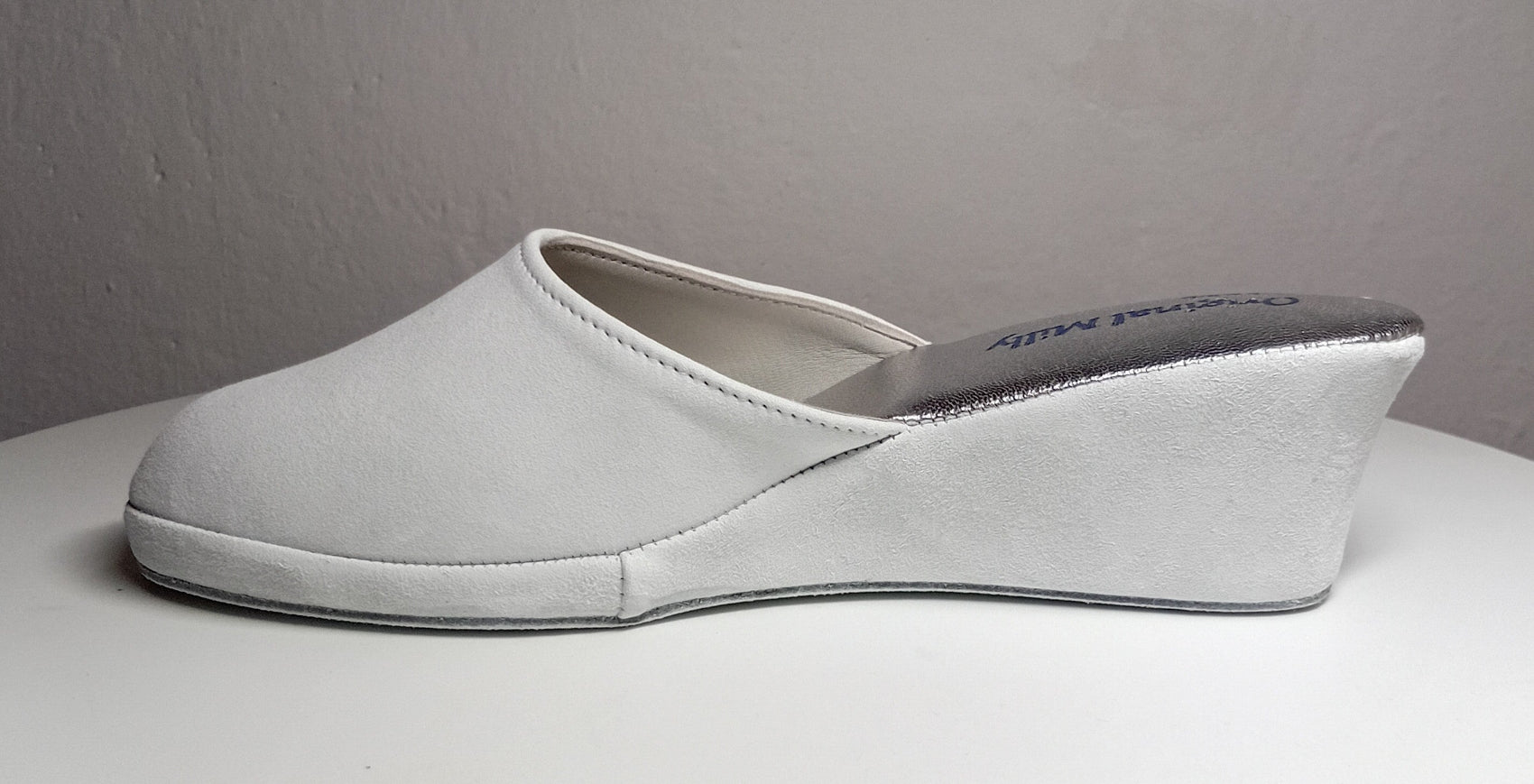 9001 Camoscio Bianco Suola Bufalo Ciabatte da camera Donna Original Milly Made in Italy