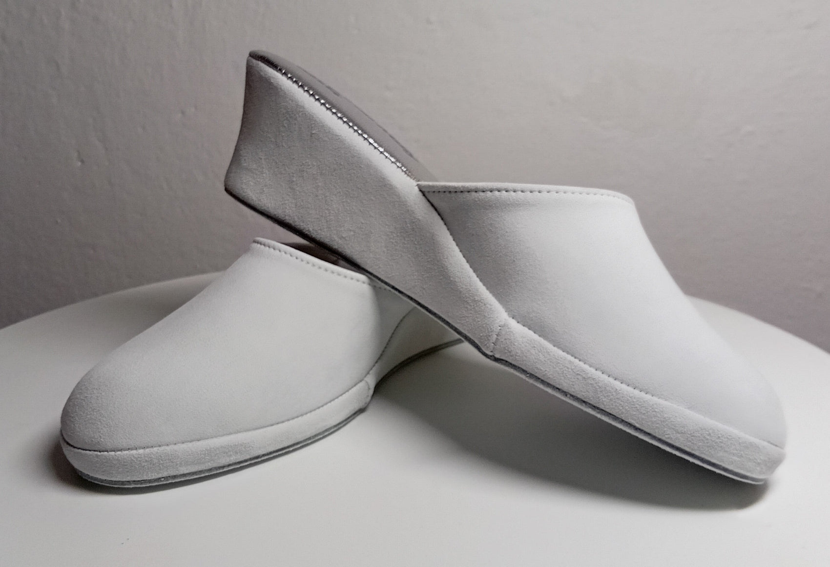 9001 Camoscio Bianco Suola Bufalo Ciabatte da camera Donna Original Milly Made in Italy
