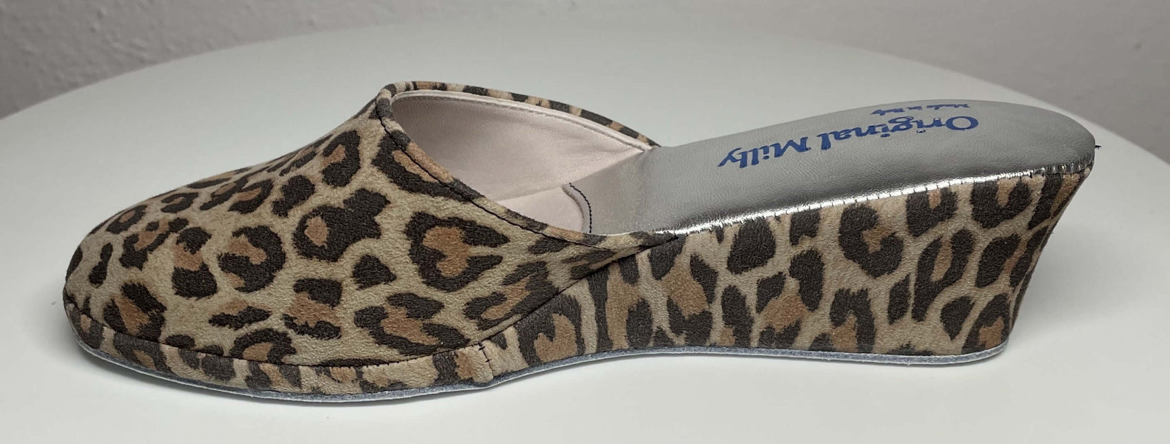 9001 Camoscio Leopardo Suola Bufalo Ciabatte da camera Donna Original Milly Made in Italy