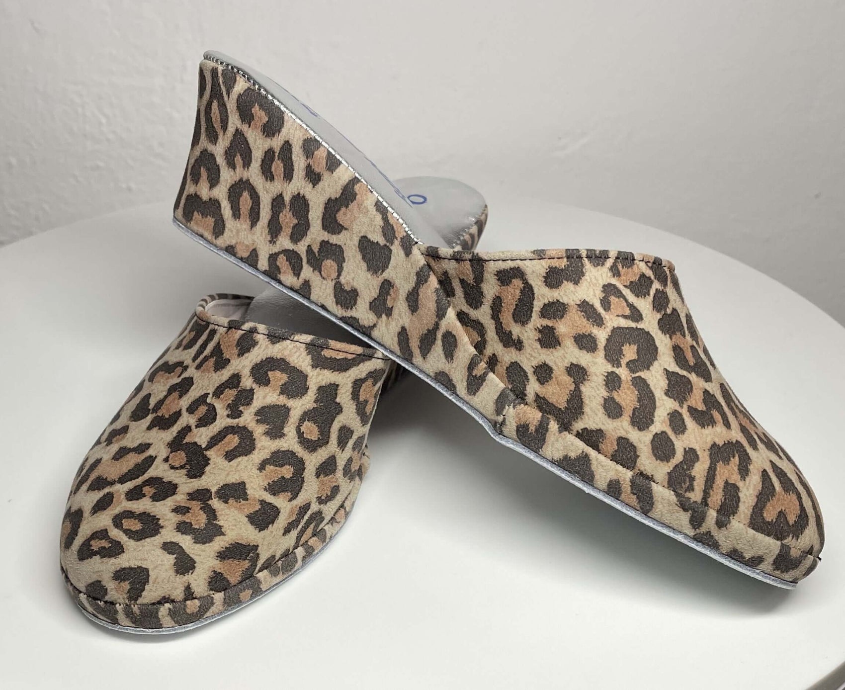 9001 Camoscio Leopardo Suola Bufalo Ciabatte da camera Donna Original Milly Made in Italy