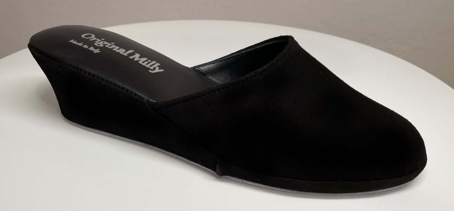 9001 Camoscio Nero suola Bufalo Ciabatte da camera Donna Original Milly Made in Italy
