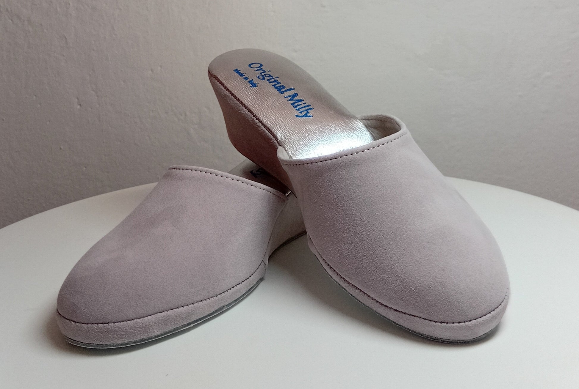 9001 Camoscio Peonia Suola Bufalo Ciabatte da camera Donna Original Milly Made in Italy