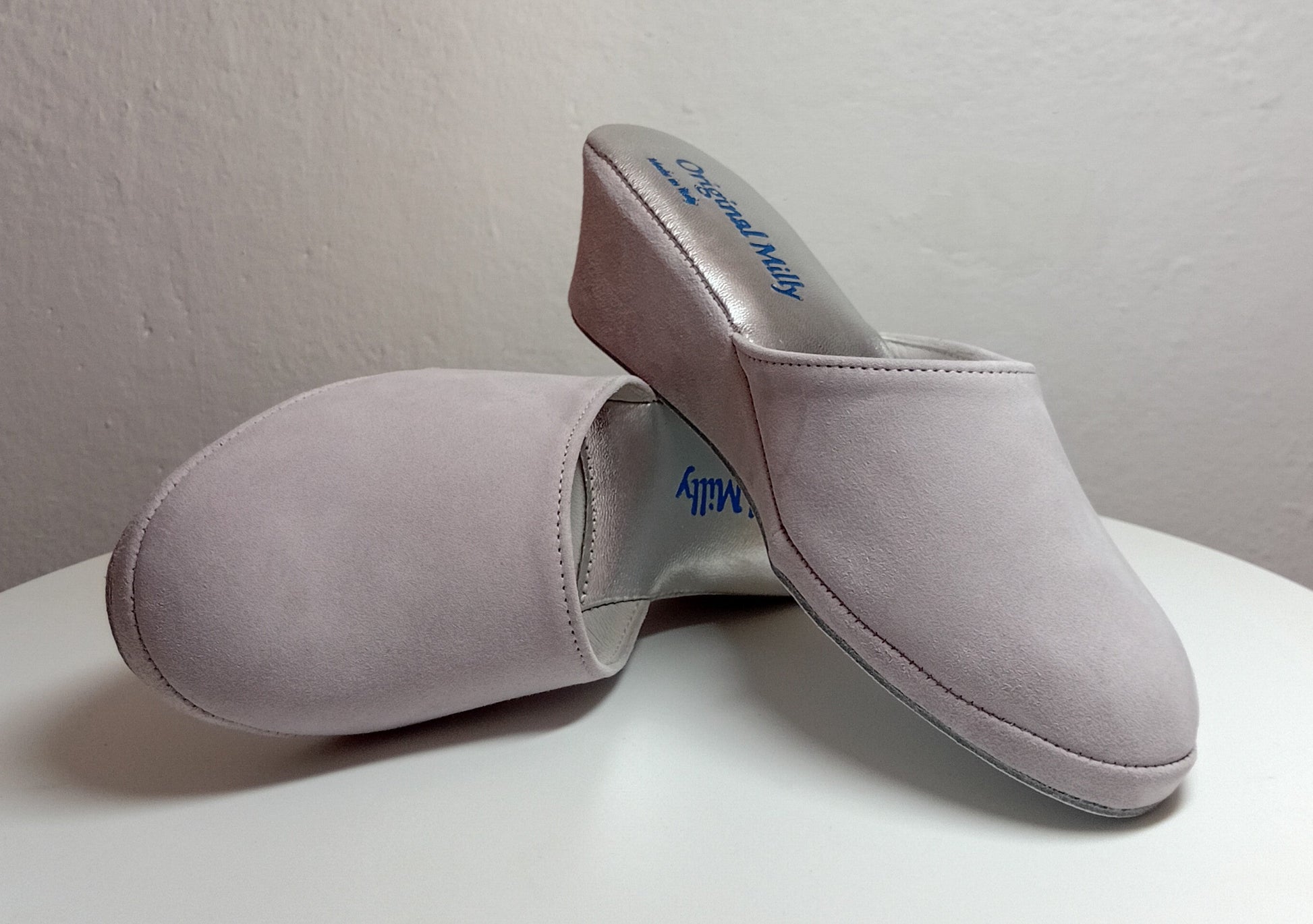 9001 Camoscio Peonia Suola Bufalo Ciabatte da camera Donna Original Milly Made in Italy