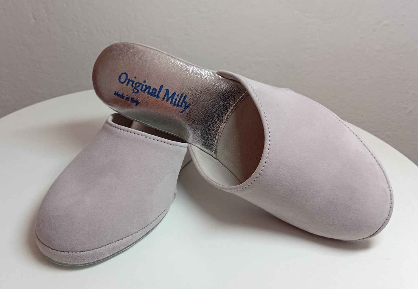 9001 Camoscio Peonia Suola Bufalo Ciabatte da camera Donna Original Milly Made in Italy