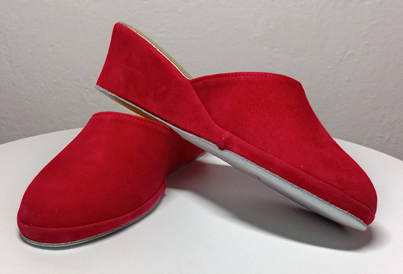 9001 Camoscio Rosso suola Bufalo Ciabatte da camera Donna Original Milly Made in Italy - Foto N 5