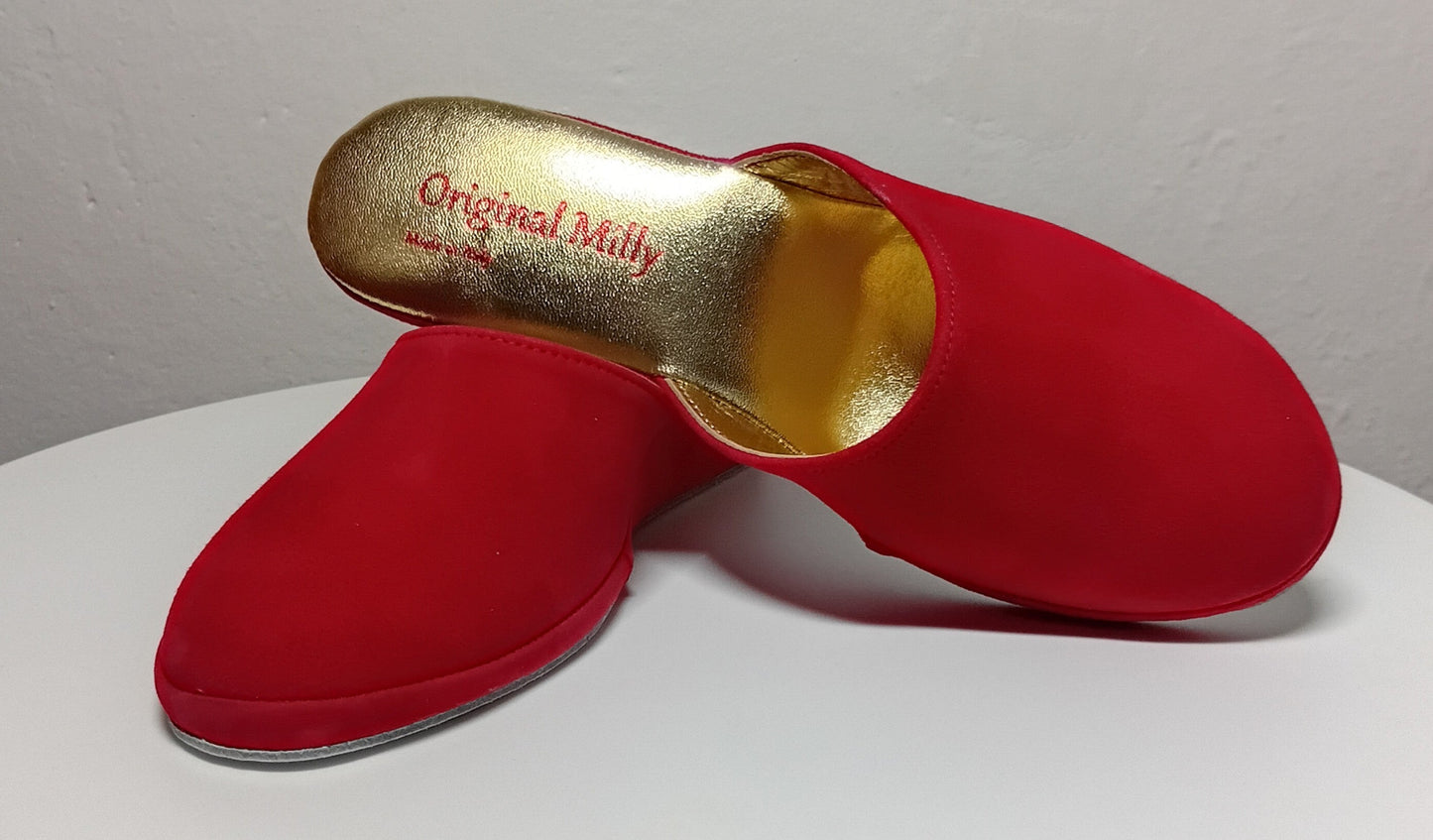 9001 Camoscio Rosso suola Bufalo Ciabatte da camera Donna Original Milly Made in Italy - Foto N 6