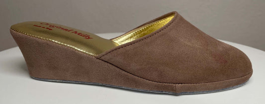 9001 Camoscio Taupe suola Bufalo Ciabatte da camera Donna Original Milly Made in Italy
