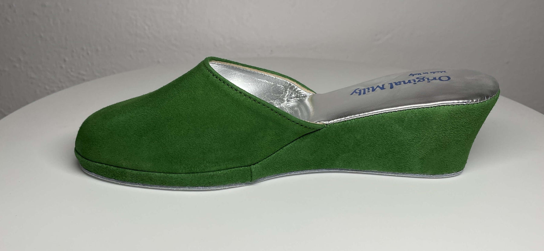 9001 Camoscio Verde Suola Bufalo Ciabatte da camera Donna Original Milly Made in Italy