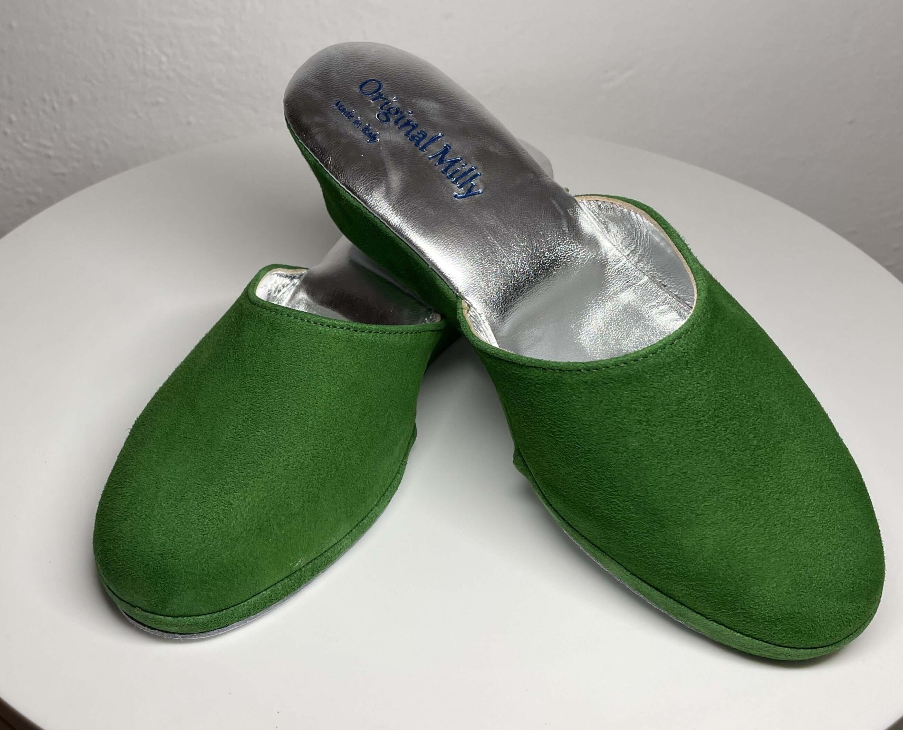 9001 Camoscio Verde Suola Bufalo Ciabatte da camera Donna Original Milly Made in Italy