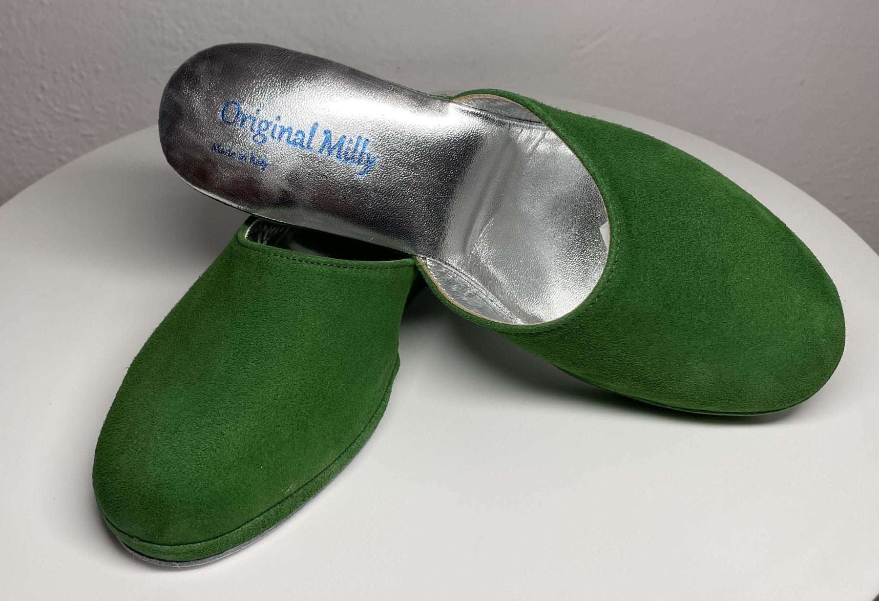 9001 Camoscio Verde Suola Bufalo Ciabatte da camera Donna Original Milly Made in Italy