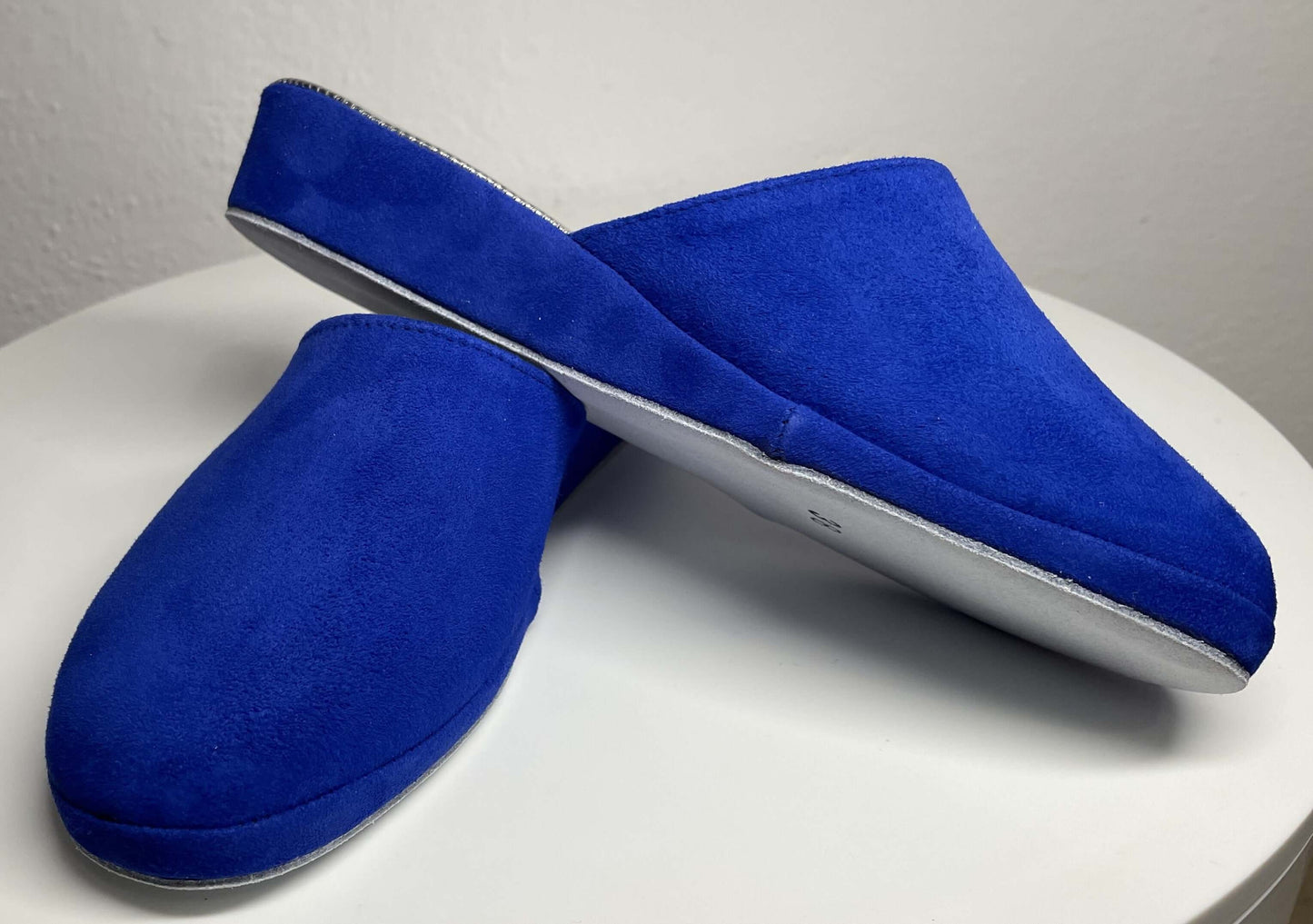 9002 Camoscio Blu Suola Bufalo Ciabatte da camera Donna Original Milly Made in Italy