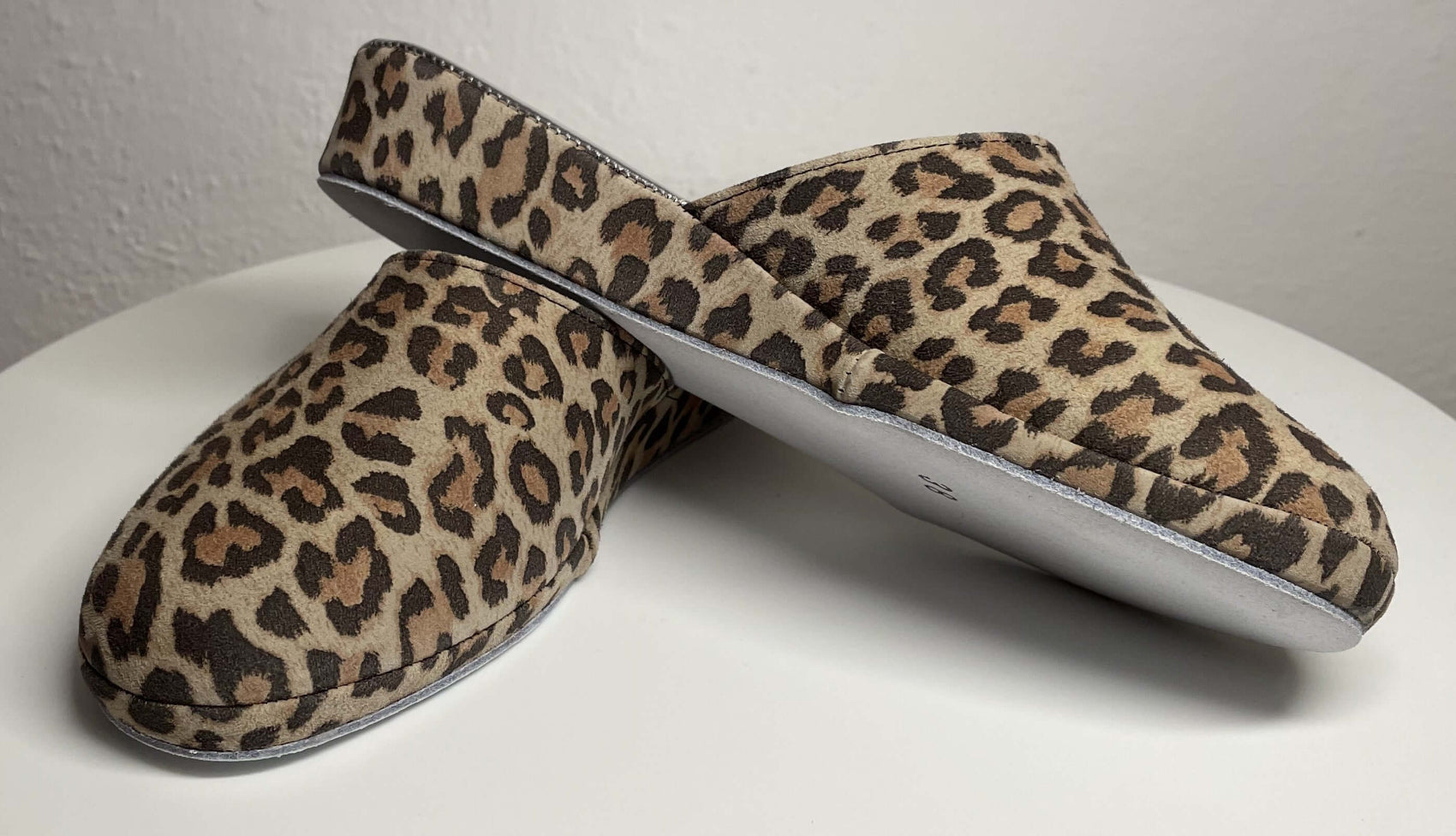 9002 Camoscio Leopardo Suola Bufalo Ciabatte da camera Donna Original Milly Made in Italy