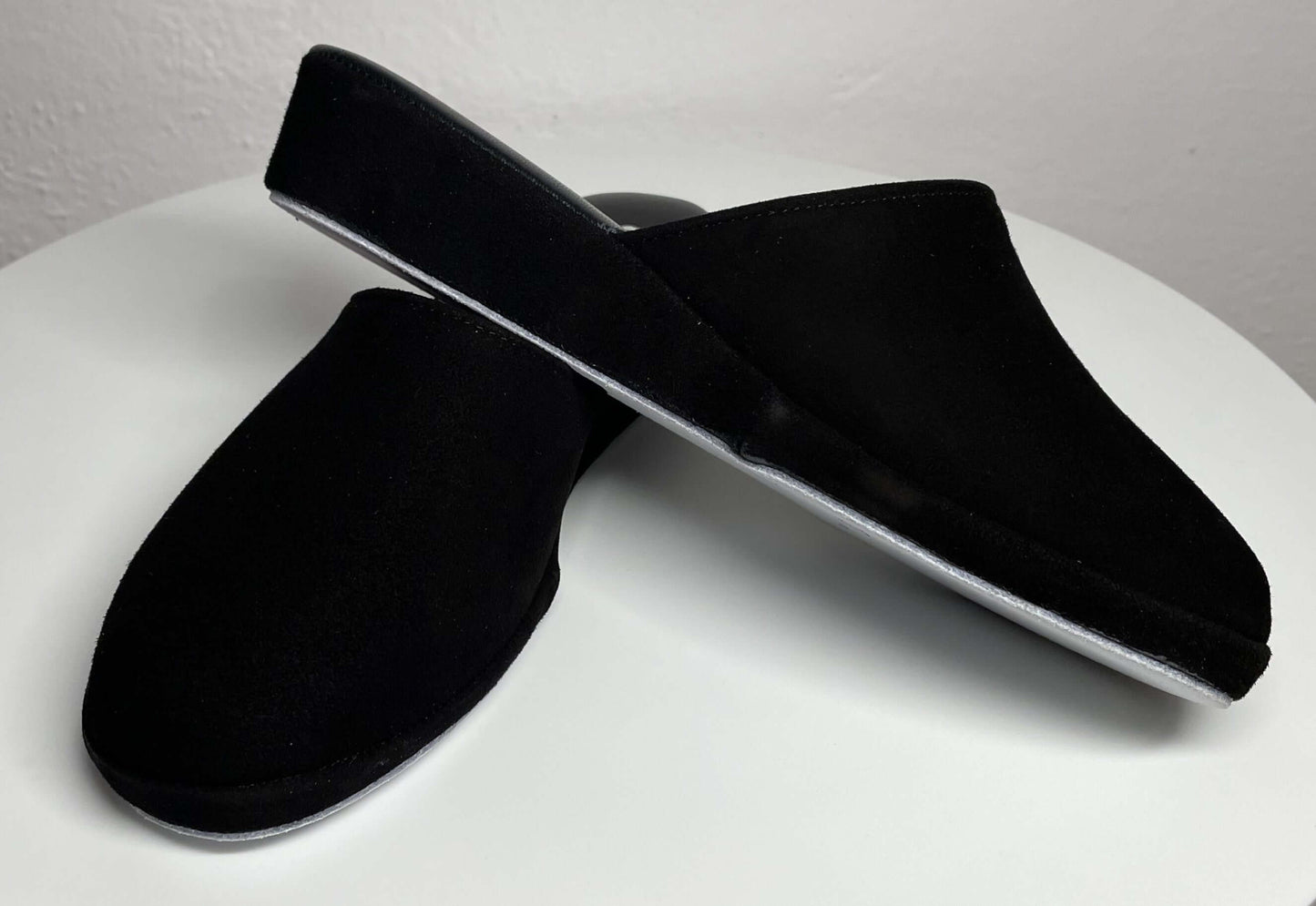 9002 Camoscio Nero Suola Bufalo Ciabatte da camera Donna Original Milly Made in Italy