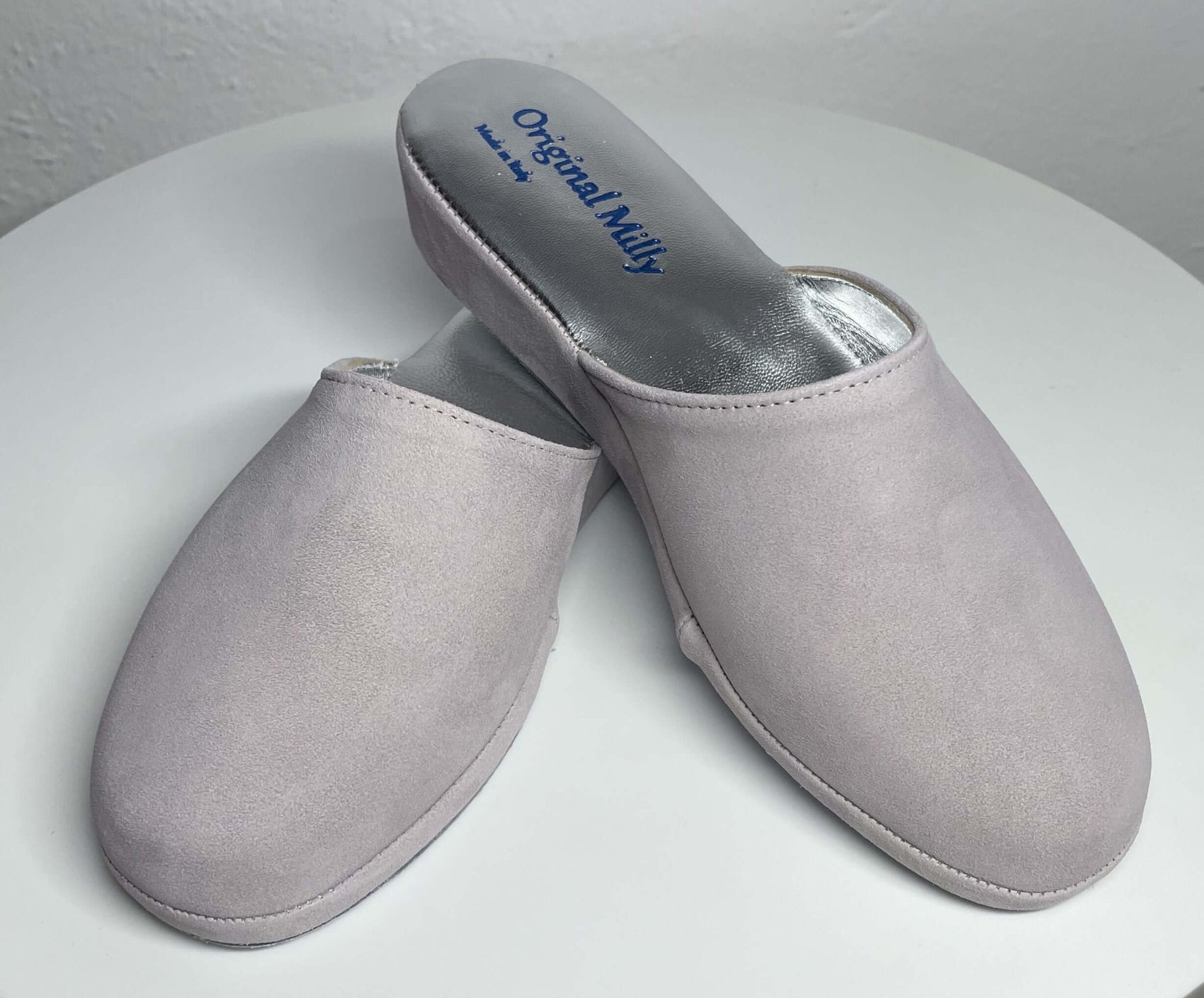 9002 Camoscio Peonia Suola Bufalo Ciabatte da camera Donna Original Milly Made in Italy