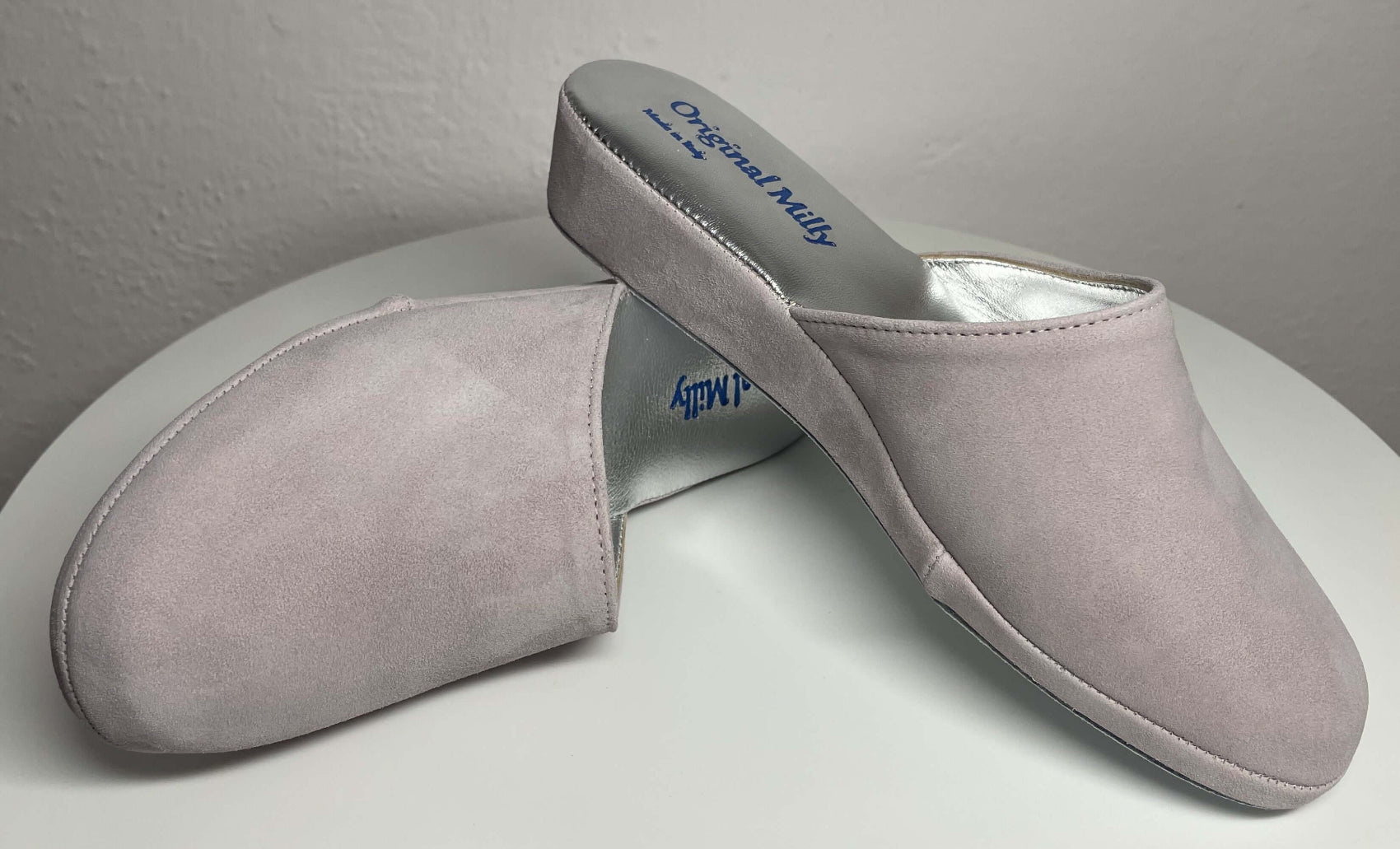 9002 Camoscio Peonia Suola Bufalo Ciabatte da camera Donna Original Milly Made in Italy