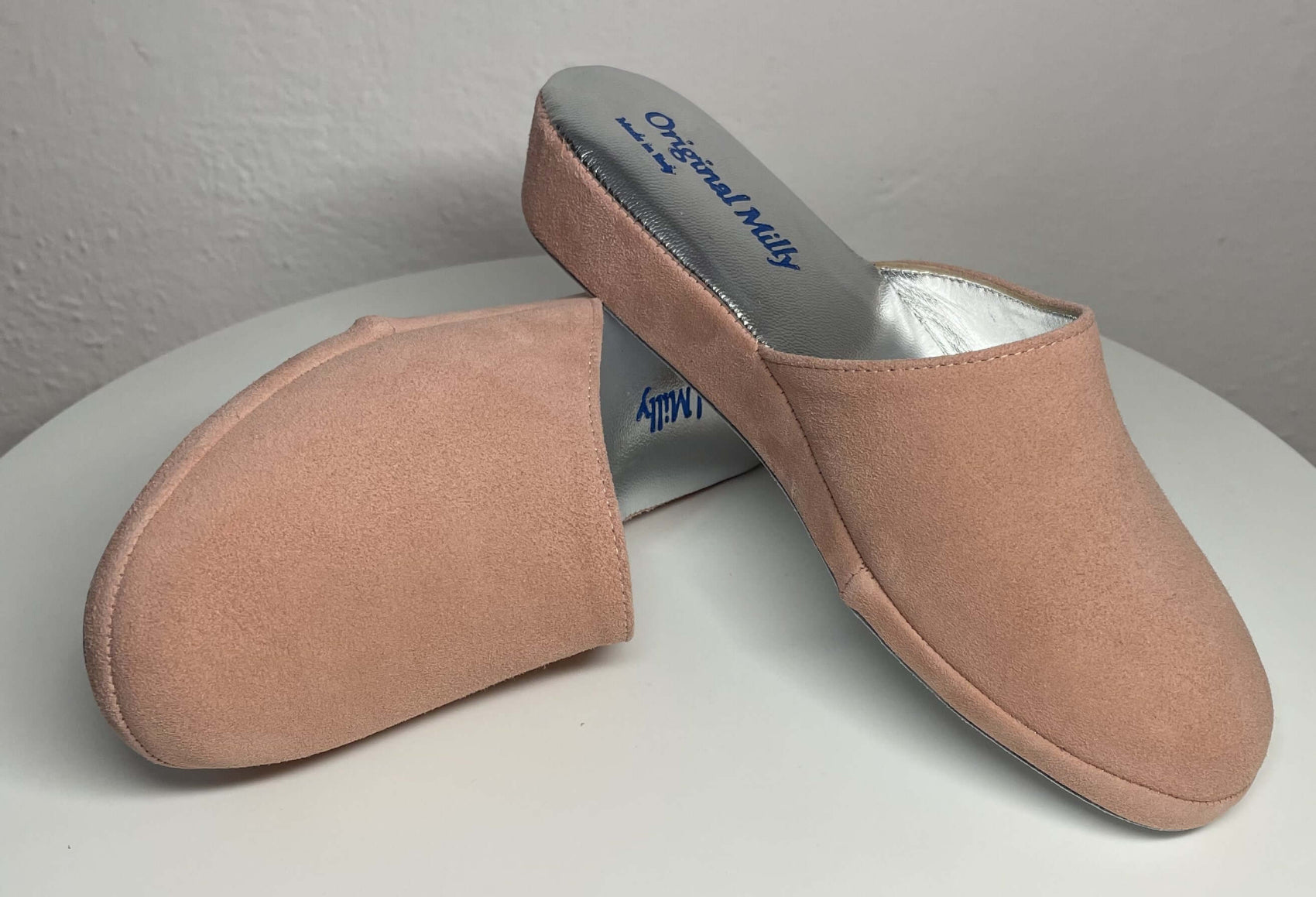 9002 Camoscio Pesca Suola Bufalo Ciabatte da camera Donna Original Milly Made in Italy