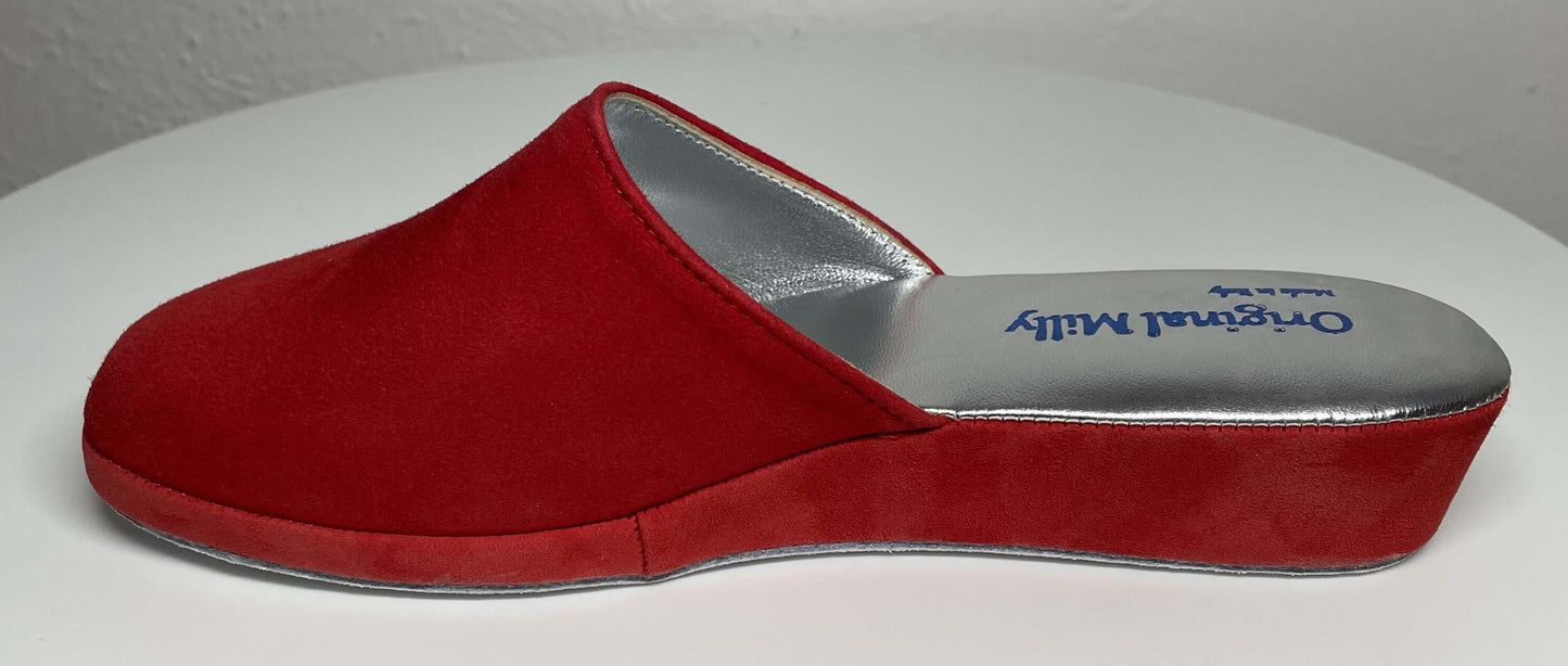 9002 Camoscio Rosso Suola Bufalo Ciabatte da camera Donna Original Milly Made in Italy