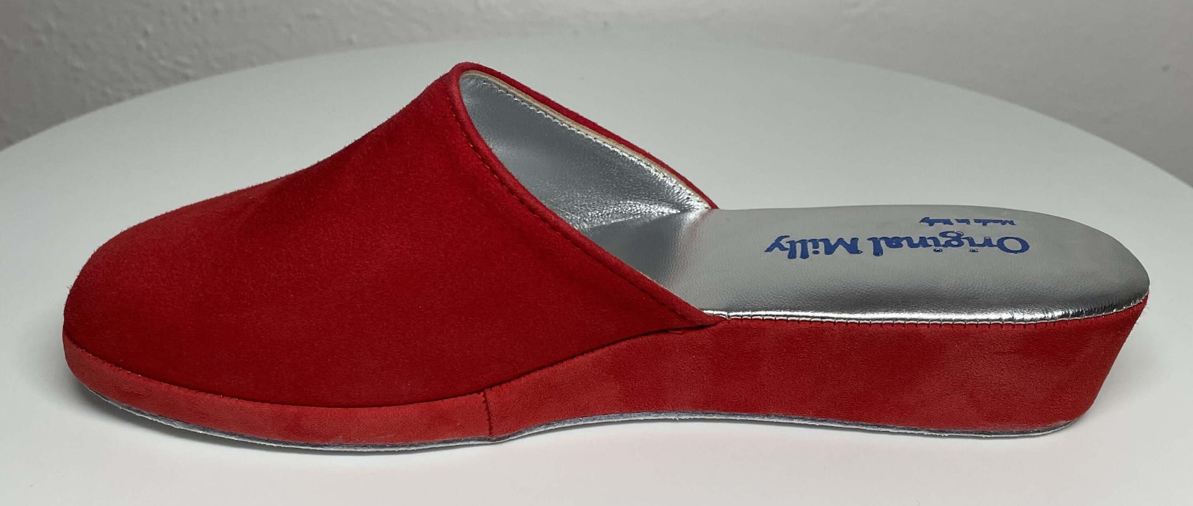 9002 Camoscio Rosso Suola Bufalo Ciabatte da camera Donna Original Milly Made in Italy