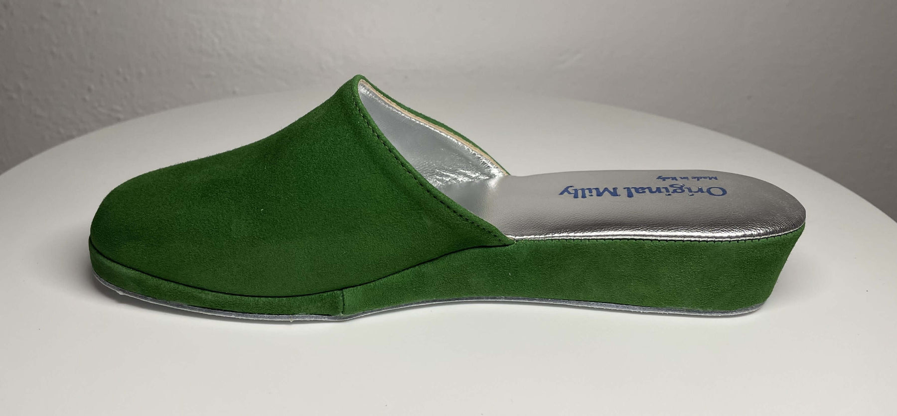 9002 Camoscio Verde Suola Bufalo Ciabatte da camera Donna Original Milly Made in Italy