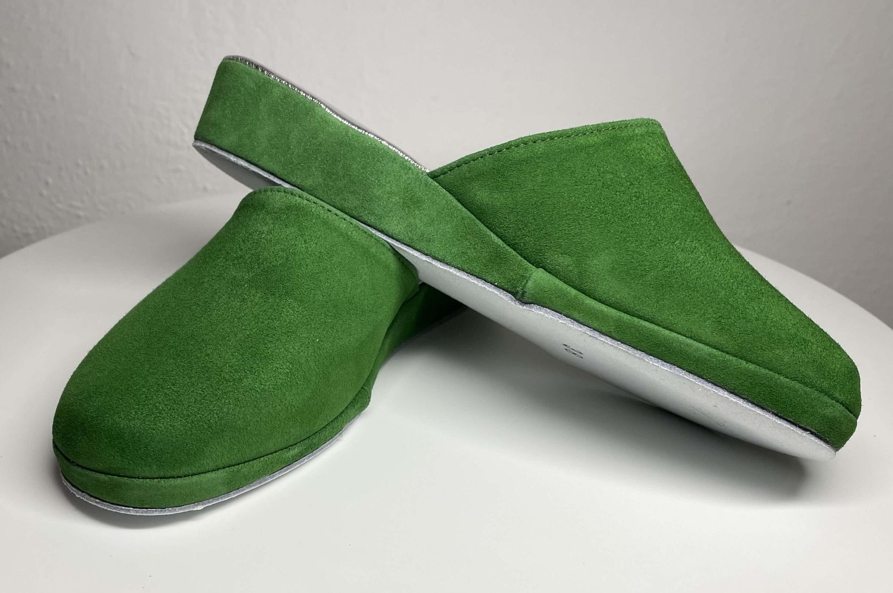 9002 Camoscio Verde Suola Bufalo Ciabatte da camera Donna Original Milly Made in Italy