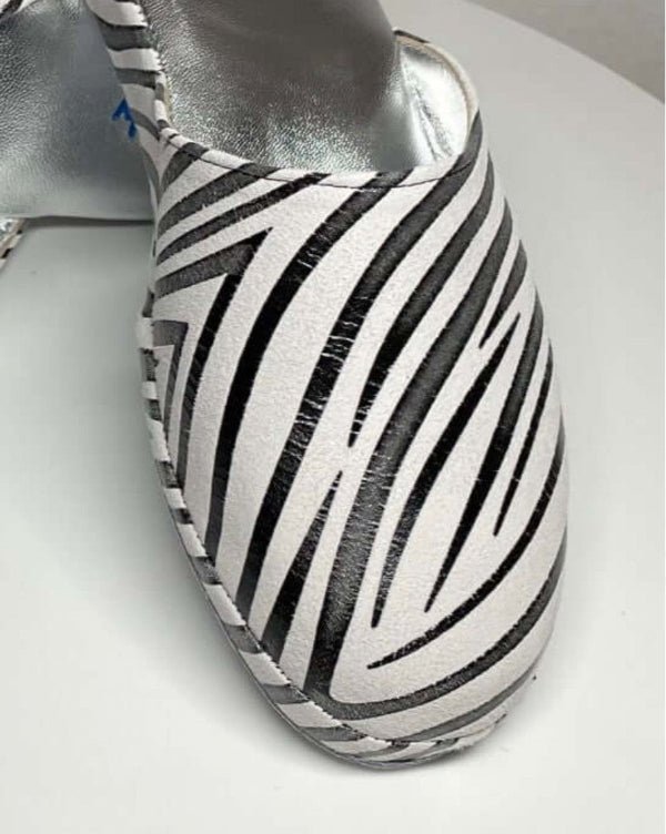 9002 Camoscio Zebrato Nero Suola Bufalo Ciabatte da camera Donna Original Milly Made in Italy