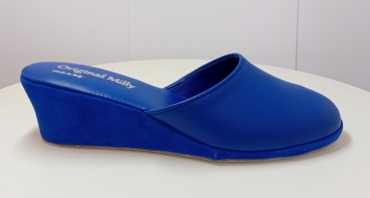 9003 Nappa Blu suola Bufalo Ciabatte da camera Donna Original Milly Made in Italy - Foto N 1