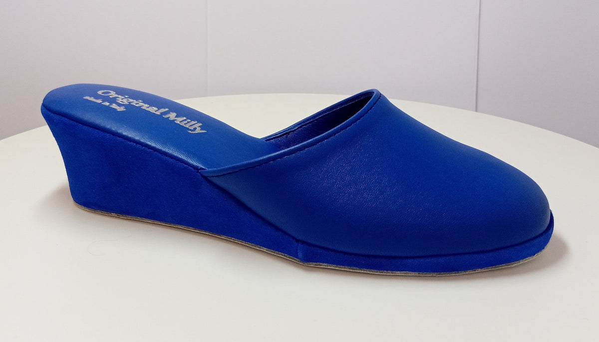 9003 Nappa Blu suola Bufalo Ciabatte da camera Donna Original Milly Made in Italy - Foto N 2