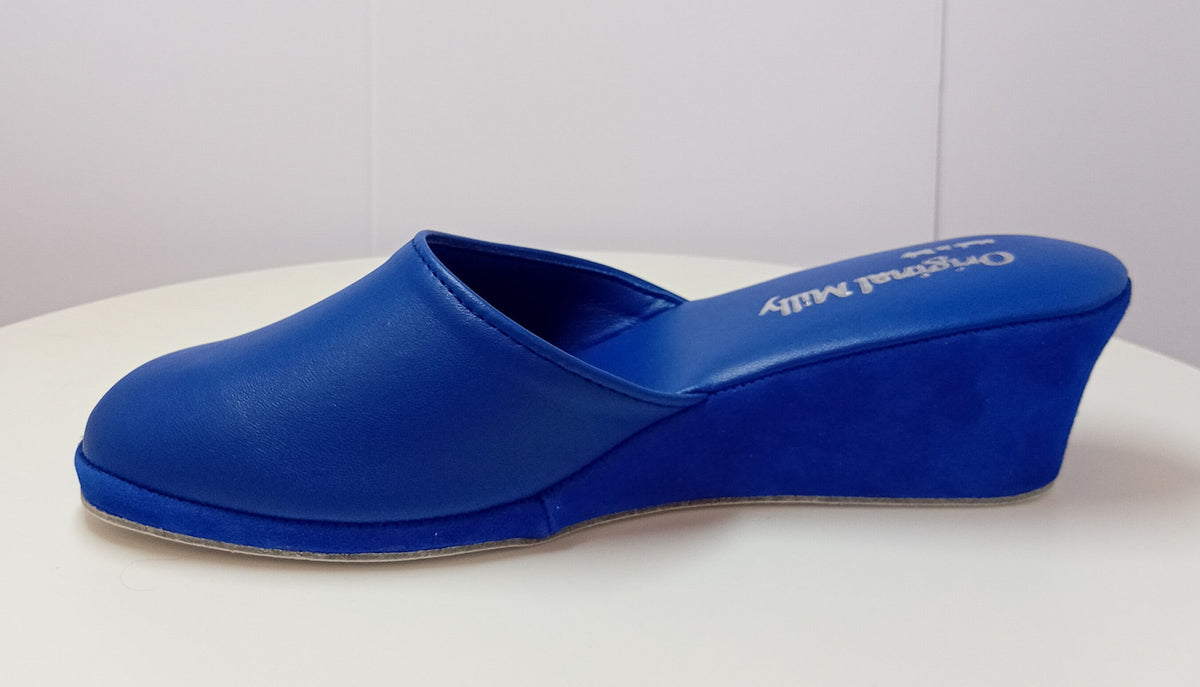9003 Nappa Blu suola Bufalo Ciabatte da camera Donna Original Milly Made in Italy - Foto N 3