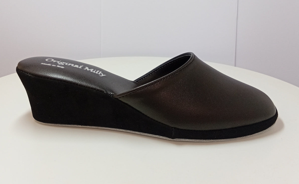 9003 Nappa Nero suola Bufalo Ciabatte da camera Donna Original Milly Made in Italy - Foto N 1