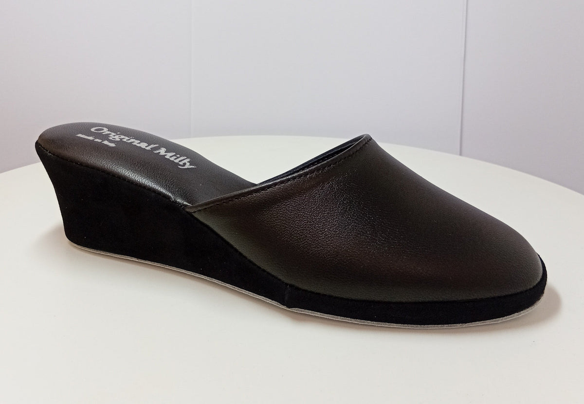 9003 Nappa Nero suola Bufalo Ciabatte da camera Donna Original Milly Made in Italy - Foto N 2