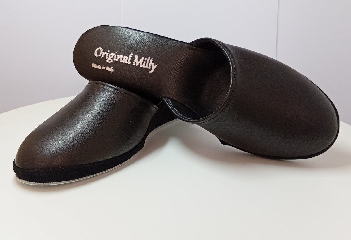 9003 Nappa Nero suola Bufalo Ciabatte da camera Donna Original Milly Made in Italy - Foto N 6