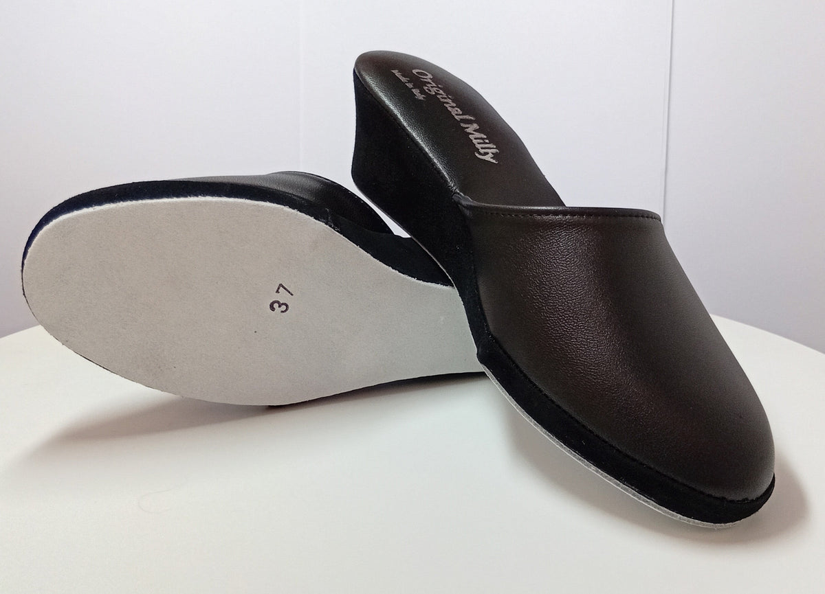 9003 Nappa Nero suola Bufalo Ciabatte da camera Donna Original Milly Made in Italy - Foto N 8