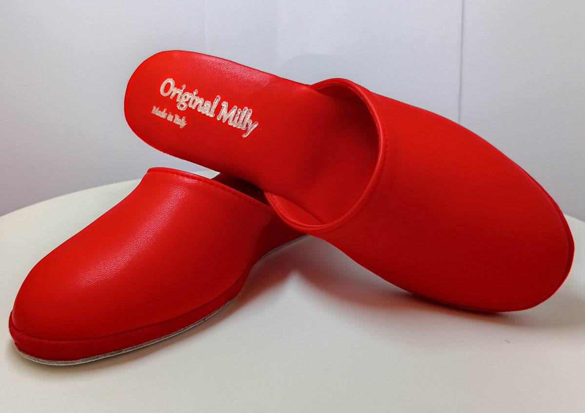 9003 Nappa Rosso suola Bufalo Ciabatte da camera Donna Original Milly Made in Italy - Foto N 5