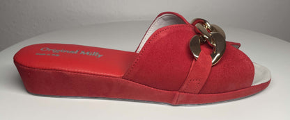 Original Milly 0106 Camoscio Rosso (PelleTop) Ciabatta da camera Donna