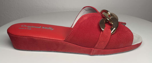 Original Milly 0106 Camoscio Rosso (PelleTop) Ciabatta da camera Donna