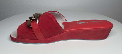 Original Milly 0106 Camoscio Rosso (PelleTop) Ciabatta da camera Donna