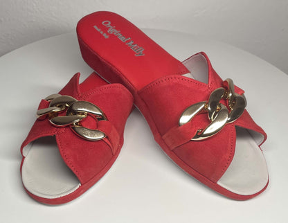 Original Milly 0106 Camoscio Rosso (PelleTop) Ciabatta da camera Donna