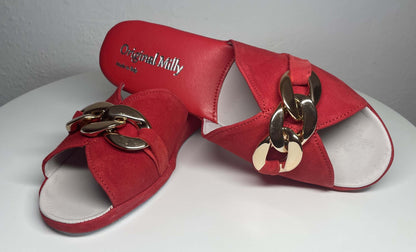Original Milly 0106 Camoscio Rosso (PelleTop) Ciabatta da camera Donna