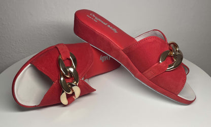 Original Milly 0106 Camoscio Rosso (PelleTop) Ciabatta da camera Donna