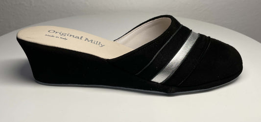 Original Milly 0706 Camoscio Nero (PelleTop) Ciabatta da camera Donna