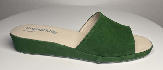 Original Milly 0203 Camoscio Verde (PelleTop) Ciabatta da camera Donna